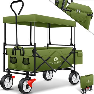 Kesser - Bollerwagen faltbar mit Dach Handwagen Transportkarre Gerätewagen inkl. 2 Netztaschen und