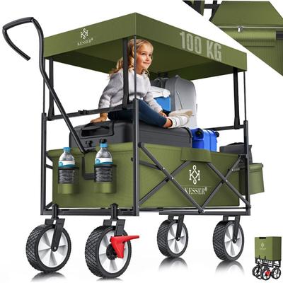 Bollerwagen faltbar mit Dach Handwagen Transportkarre Gerätewagen inkl. 2 Netztaschen und Einer Image