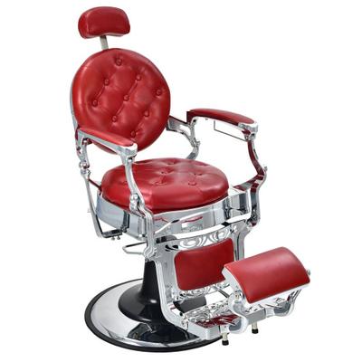 Costway Vintage Barber Chair with Adjustable Height and Headrest-Red