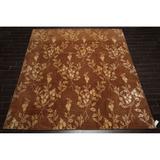 Hand Knotted Tibetan By Lapchi Brown,Light Gold Tibetan Oriental Area Rug Wool Traditional Oriental Area Rug (Square)