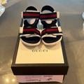 Gucci Shoes | Gucci Leather Sandals Pelle Suola Gomma | Color: Blue/White | Size: 27