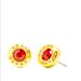 Coach Jewelry | Coach Open Circle Red Stone Strand Earrings Boxed; Size:One Size; Color:Red/Gold | Color: Gold/Red | Size: Os