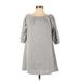 Elodie Casual Dress - A-Line Boatneck Short sleeves: Gray Dresses - Women's Size Small