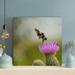Gracie Oaks Bee Pearching On Purple Flower - 1 Piece Rectangle Graphic Art Print On Wrapped Canvas in Green/Pink | 12 H x 12 W x 2 D in | Wayfair