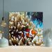 Rosecliff Heights Clown Fish On Coral Reef 1 - 1 Piece Square Graphic Art Print On Wrapped Canvas in Blue/Orange | 16 H x 16 W x 2 D in | Wayfair