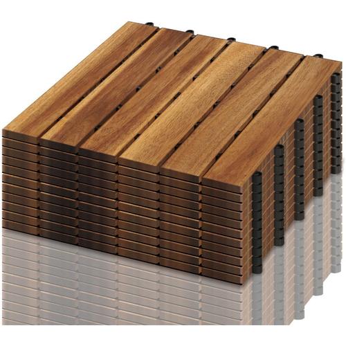 Swanew – 55 Stück Akazienholz Holzfliesen, 30x30cm Balkonfliesen Gartenfliesen Terrassenfliesen,