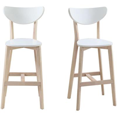 Barhocker skandinavisch Weiß und Holz 75 cm 2er-Set leena Image