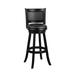 Pio 34 Inch Extra Tall Swivel Bar Stool, Solid Wood, Faux Leather, Black