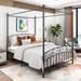 Modern Simple Style Queen Size Metal Canopy Bed Frame with Headboard and Footboard