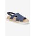 Extra Wide Width Women's Kato Sandal by Bella Vita in Navy Woven (Size 7 1/2 WW)