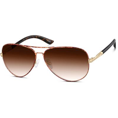 Zenni Men's Aviator Rx Sunglasses Tortoiseshell Stainless Steel Full Rim Frame
