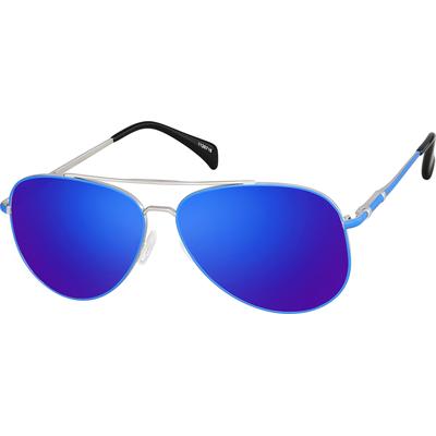 Zenni Men's Aviator Rx Sunglasses Blue Stainless Steel Full Rim Frame