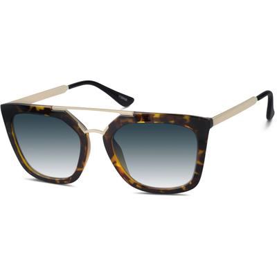 Zenni Women's Boho Square Rx Sunglasses Tortoiseshell Mixed Full Rim Frame