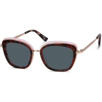 Zenni Women's Square Rx Sunglasses Merlot Mixed Full Rim Frame