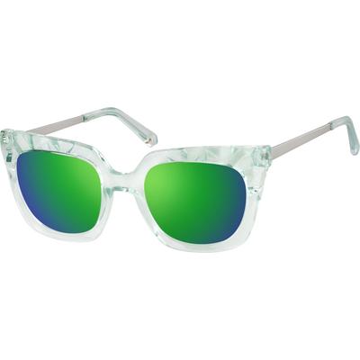 Zenni Women's Cat-Eye Rx Sunglasses Mint Mixed Full Rim Frame