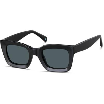 Zenni Women's Square Rx Sunglasses Black Plastic Full Rim Frame