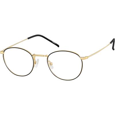 Zenni Round Glasses Black Titanium Full Rim Frame