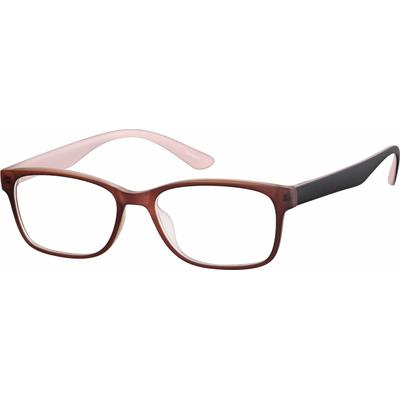 Zenni Preppy Rectangle Prescription Glasses Universal Bridge Fit Brown Plastic Full Rim Frame