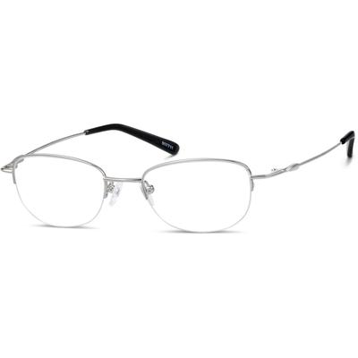 Zenni Lightweight Oval Glasses Half-Rim Silver Flex Titanium Frame