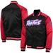 Men's Mitchell & Ness Black/Red Toronto Raptors Hardwood Classics Reload 3.0 Raglan Full-Snap Satin Jacket