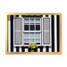 East Urban Home Window w/ Yellow Flower On Striped House - Modern Canvas Wall Art Print Canvas in White | 12 H x 20 W x 1 D in | Wayfair