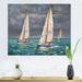 East Urban Home Regatta Sailboats Arriving At The Finish I - Nautical & Coastal Canvas Wall Art Print Canvas | 12 H x 20 W x 1 D in | Wayfair