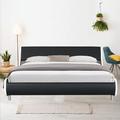 FB Erin King Low Profile Sleigh Bed Upholstered/Faux leather in Black/Brown | 25 H x 80.3 W x 91 D in | Wayfair PB002-BK