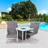 Courtyard Casual Furniture 5 Piece Multiple Chairs Seating Group Metal in Brown/White | Outdoor Furniture | Wayfair 5637