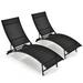 Costway 2 Pieces Patio Folding and Stackable Chaise Lounge Chair with 5-Position Adjustment-Black