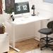 Inbox Zero Jataveon Curved Height Adjustable Standing Desk Wood/Metal in White | 55 W x 28 D in | Wayfair 3C2E1FBC337A42A7B51165EDC293E368