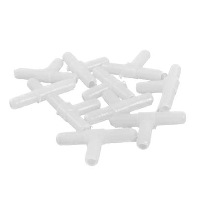 Plastic T Shape Air Valve Pump Line Tube Tubing Connectors 10PcS - White