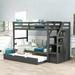Contemporary and Casual Twin-Over-Twin Plywood+MDF+Pinewood Bunk Bed with Twin Size Trundle and 3 Storage Stairs