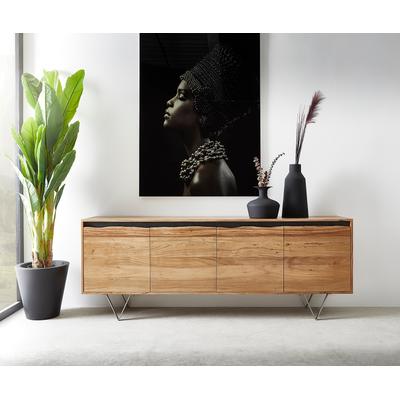 DELIFE Sideboard Stonegrace 200x45 cm Akazie Natur 4 Türen Baumkante, Sideboards Image