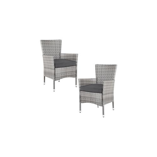 CASARIA® Polyrattan 2er Set Gartenstuhl grau