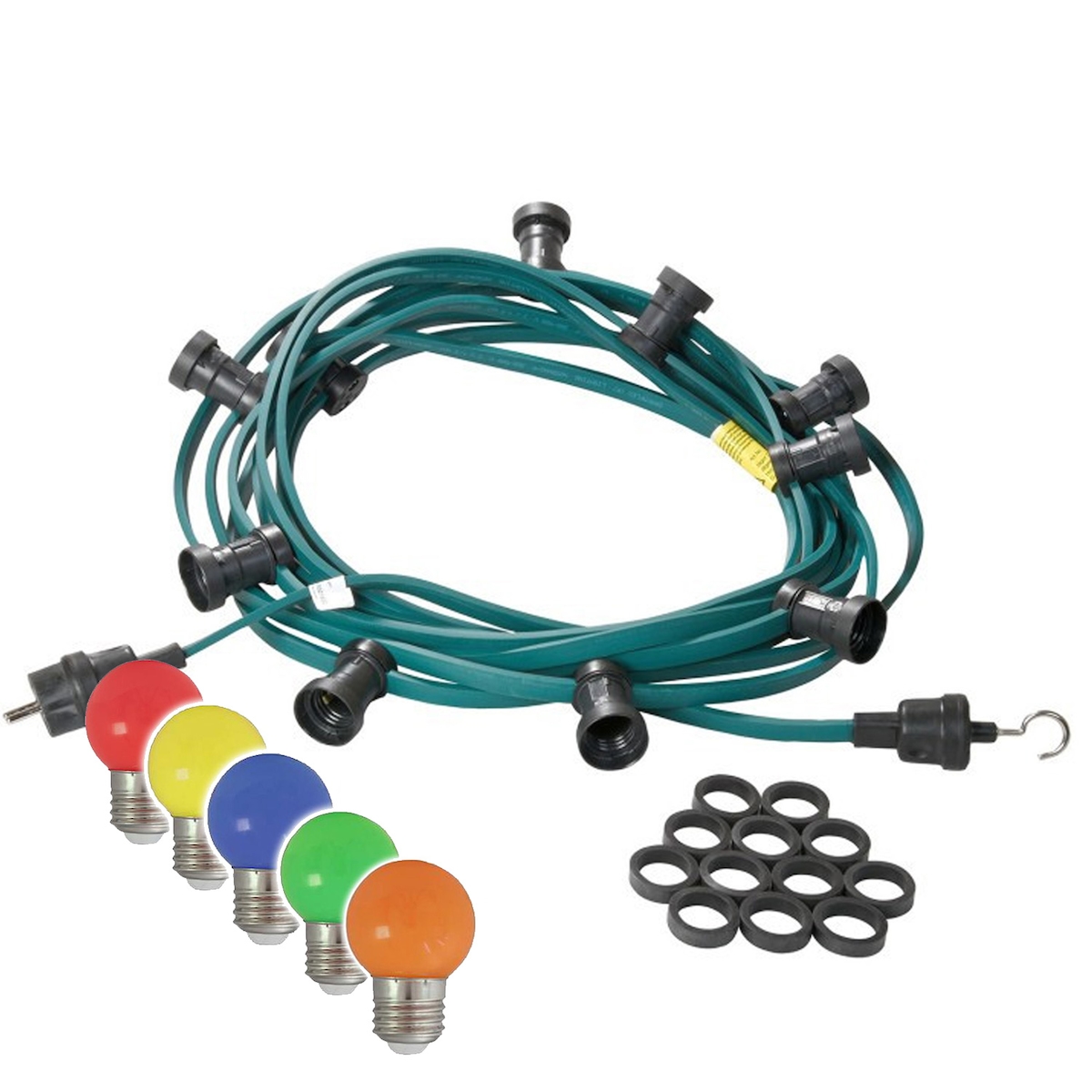 SATISFIRE Illu- Party Lichterkette Außenlichterkette 5m grün 5 bunte LED Kugellampen Image