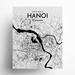 17 Stories Hanoi City Map Graphic Art Paper in White/Black | 20 H x 16 W x 0.05 D in | Wayfair 779F4B22109146BC82BCB345754896C7