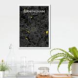 17 Stories Birmingham United Kingdom City Map - Unframed Graphic Art Set Paper in Yellow/Black | 27.6 H x 19.7 W x 0.05 D in | Wayfair