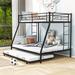 Dugway Twin Over Full Standard Bunk Bed w/ Trundle by Isabelle & Max™ Metal in Black | 63 H x 56 W x 78 D in | Wayfair