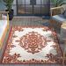 Red/White 87 x 63 x 0.3 in Area Rug - Well Woven Dorado Arid Modern Indoor/Outdoor Medallion Persian Terracotta Hi-Lo Area Rug Polypropylene | Wayfair