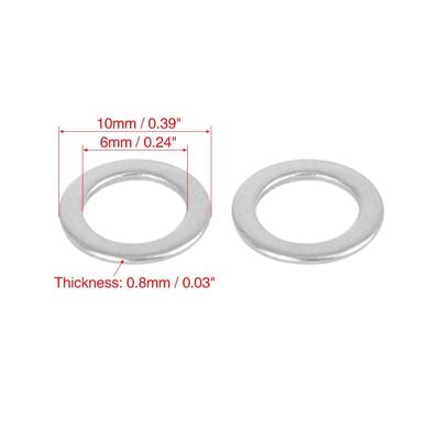 M6 x 10mm x0.8mm Stainless Steel Car Fastener Sealing Flat Washer Gaskets