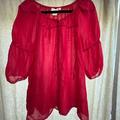 Anthropologie Tops | Anthropologie Vanessa Virginia Red Silk Peasant Boho Blouse Sz Xs (Runs Large) | Color: Red | Size: Xs