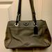 Coach Bags | Coach Edie Carryall Turn Lock Heather Gray Leather & Suede Shoulder Bag | Color: Gray | Size: Os