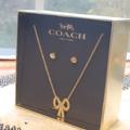 Coach Jewelry | Coach Bow Necklace & Earring | Color: Gold | Size: Os