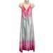 Zara Dresses | New Zara Tie Dye Midi Dress With Halter Tie Ruched V Neck Front Slit | Color: Green/Pink | Size: M