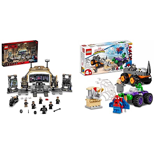 LEGO 76183 DC Batman Bathöhle: Duell mit Riddler, ab 8 Jahren & 10782 Marvel Spidey und Seine Super-Freunde Hulks und Rhinos Monster Truck-Duell, Spider-Man-Set, Superhelden-Spielzeug ab 4 Jahren