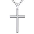 GEMLANTO Cross Necklace for Men, Sterling Silver Cross Pendant Necklaces Stainless Steel Chain Jewellery Gifts for Him Men Boys, 60CM