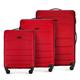 WITTCHEN Travel Suitcase Carry-On Cabin Luggage Hardshell Made of ABS with 4 Spinner Wheels Combination Lock Telescopic Handle Globe Line Set of 3 suitcases Red