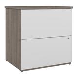 Ridgeley 28W 2 Drawer Lateral File Cabinet in silver maple & pure white - Bestar 152600-000144