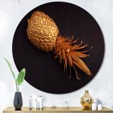 East Urban Home Gold Painted Tropical Fruits On II - Traditional Metal Circle Wall Art Metal in Black | 11 H x 11 W x 1 D in | Wayfair