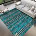 Blue 120 x 96 x 0.39 in Area Rug - 17 Stories Addison Bravado Abstract Striped Peacock Power Loomed 1"8" X 2"6" Throw/Accent Rug Microfiber | Wayfair